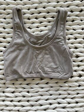 aerie Ribbed Scoop Bralette - Taupe Gray